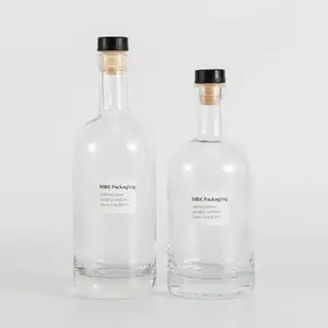 Garrafa de vidro com fundo pesado para vinagre, garrafa de vidro com 15 onças e 500 ml, barra de polímero super sílex, vodka nórdica