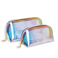 Jual Langsung Pabrik Tas Kosmetik Lipstik Transparan PVC Laser Gaya Baru Girly, Tas Kecantikan Mini untuk Pelajar, Tas Koin Gantungan Kunci