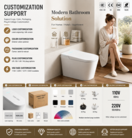 WC intelligent avec bidet à détection automatique, design moderne en céramique carrée, siège électronique de luxe monobloc, télécommande incluse