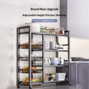 Panier de <span class=keywords><strong>rangement</strong></span> pour légumes de cuisine, étagère de <span class=keywords><strong>rangement</strong></span> multi-niveaux en métal sur pied, mobile, pour légumes et fruits - Product Image 2
