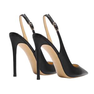 Large Size 47 Women Pointy Toe Shallow Back Strap Sandals Summer Solid <b>Soft</b> Dress Pumps Slingbacks High Slim Heels - Product Image 6