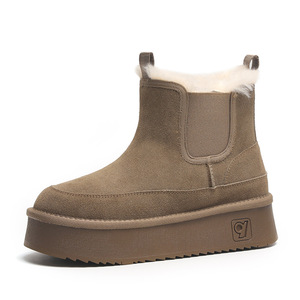 Bottes de neige personnalisées en laine pour femme, semelles épaisses, <span class=keywords><strong>isolation</strong></span> hivernale, cuir givré, antidérapantes, légères, doublure en peluche, montantes à la <span class=keywords><strong>cheville</strong></span> - Product Image 6