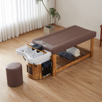 Table de massage en céramique pour salon de beauté, chaise de lavage de cheveux, chaise de shampooing thaïlandaise, lit de spa japonais en bois pour la thérapie de l'eau