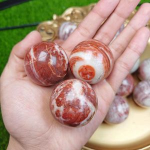 ลูกบอลหินคริสตัลธรรมชาติคุณภาพสูงลายแดงสำหรับตกแต่งบ้าน ของขวัญวันอีสเตอร์ ขายส่ง - Product Image 3
