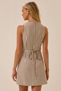 Minivestido ajustado de punto a rayas sin mangas, informal, de verano, con cintura natural y bajo recto - Product Image 4