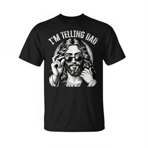 T-shirt « Je dis à papa que Jésus est un dieu » - Design drôle et religieux chrétien - Taille adulte unisexe - Product Image 2