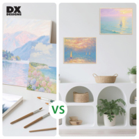 Toile tendue pré-primée DX Designs 16x20 pouces avec cadre en bois flottant de qualité supérieure pour la peinture, l'impression personnalisée et la décoration murale
