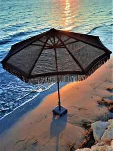 Macrame Beach Umbrella Fringe Patio Umbrella Cotton <b>Sun</b> <b>Shade</b> Outdoor Umbrella Boho Beach Decor - Product Image 1