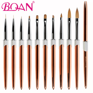 BQAN-mango de Metal para manicura, brocha de Gel con logotipo personalizado, doble extremo, para <span class=keywords><strong>arte</strong></span> de uñas, espátula, herramienta de pinceles de polietileno para pintura de uñas - Product Image 4