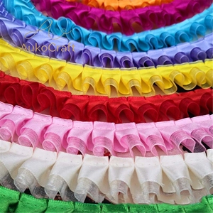 Pita Satin Organza 25mm untuk Aksesoris Pakaian DIY, Kerajinan, Pakaian Hewan Peliharaan, Gaun, Dekoratif, Kain Renda Berlipit Dua Lapis - Product Image 4