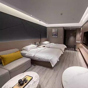 Minimalist 3 Star Hotel Room Furniture Set Double Single Bed with Nightstands Headboard <b>Sofa</b> TV Cabinet <b>Side</b> <b>Table</b> & Wardrobe - Product Image 4