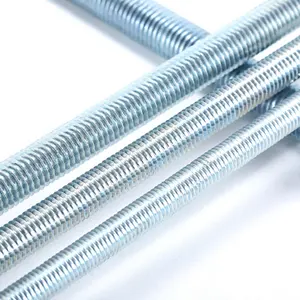 M2 M10 Carbon Steel Class Grade 4.8 8.8 10.9 12.9 Blue White Yellow Zinc Plated Coated Galvanized Thread Rod Thread Bar DIN975