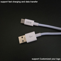 Cables USB a USB Tipo C de 4 Núcleos, con Estructura de 2 m, Recubiertos de Tela Trenzada de Colores Macaron