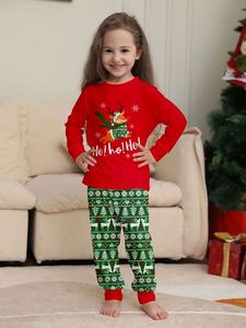Pyjamas assortis pour la famille de Noël Vêtements de nuit avec impression de cerf et conception de lettres festives Vêtements de maison en polaire confortable - Product Image 6