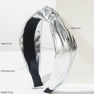 Set di Abbigliamento Casual da Donna, Tendenza Moda, Fasce per Capelli in Pelle PU Tinta Unita, <span class=keywords><strong>Orecchini</strong></span> a Cerchio Color <span class=keywords><strong>Argento</strong></span> - Product Image 6