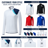 Veste de survêtement pour homme en coton à col montant, entièrement zippée, antibactérienne, à blocs de couleur, uniforme de travail personnalisé pour le personnel, 4 combinaisons bicolores
