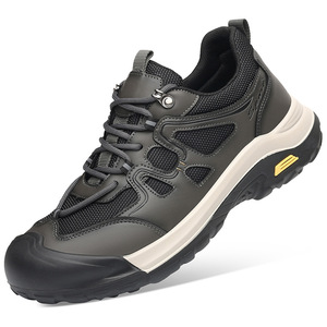 Chaussures de randonnée en plein air pour hommes, respirantes, à lacets, à semelle épaisse, chaussures de travail décontractées, gris et noir, talon bas, 8603 - Product Image 4
