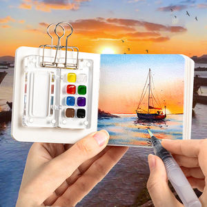 <span class=keywords><strong>Palette</strong></span> acrylique aquarelle transparente 8 couleurs Mini boîte de plateau de peinture vide Caractéristiques de base en plastique adaptées aux voyages - Product Image 3