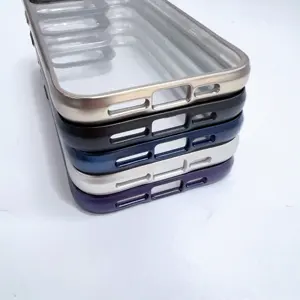 Transparent Acrylic PC Shockproof Phone Case Metallic Paint Camera Frame Mobile Phone Case For Iphone 15 14 13 Pro Max