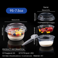 Gobelet en PET transparent de qualité alimentaire imprimé sur mesure en gros avec couvercle, gobelet d'emballage jetable en plastique pour desserts