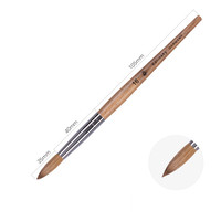 Pinceau acrylique de haute qualité avec manche en bois brun, virole ronde, 70% poils de Kolinsky, taille 14, pour salon de manucure BW62-9