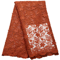 African Milk Lace Fabric with Rhinestones for Party Dress
