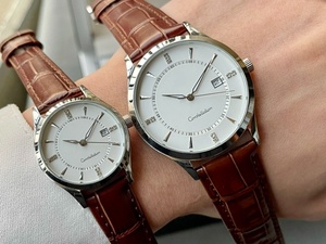 Relojes de Pulsera de Cuarzo para Hombre y Mujer, Relojes Casuales de Negocios con Correa de Acero Inoxidable y Visualización de Fecha para Uso Diario en la Oficina, Estilo Omega - Product Image 6