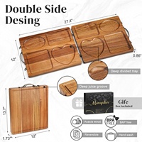 Planche à découper multifonctionnelle en bois d'acacia, petite, pliable, avec rainure pour les jus, planches à découper personnalisées
