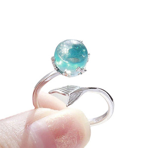 G2336, venta al por mayor, anillo ajustable abierto, cola <span class=keywords><strong>de</strong></span> <span class=keywords><strong>sirena</strong></span> <span class=keywords><strong>de</strong></span> pez, cristal azul, anillos <span class=keywords><strong>de</strong></span> joyería <span class=keywords><strong>de</strong></span> moda para mujer - Product Image 5