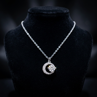 Collier pendentif de fiançailles en argent 925, forme de lune, moissanite D VVS1, bijoux fins personnalisés, style minimaliste, pour cadeau