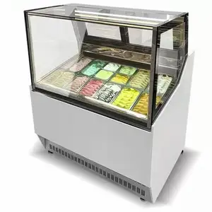 Gelato תצוגת ארון גלידת להראות מקרה מקפיא ראווה קרח קרם עם זכוכית דלת