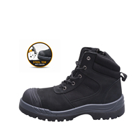 Sepatu Kerja Safety Pria Anti Tusuk dengan Ritsleting Samping OEM, Berujung Baja untuk Bengkel Industri