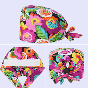 Casquettes de gommage cheveux longs hôpital pour animaux de compagnie vétérinaire médecin de travail chapeaux médicaux respirant <span class=keywords><strong>agence</strong></span> de beauté imprimé infirmière casquette chirurgicale - Product Image 2