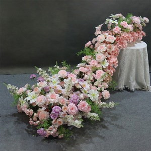 Chemin de table rose en soie artificielle populaire pour la décoration de scène de mariage et centre de table - Product Image 4