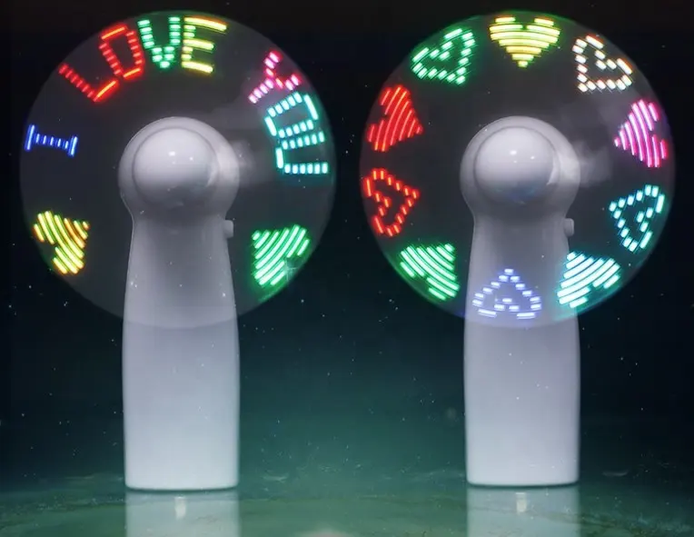 Mini Portable Handy Led Custom Message Battery Fan for Events