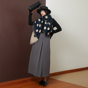 Vente en gros de cape poncho à pois avec franges, style coréen, écharpe châle mignonne pour femme, automne hiver - Product Image 2