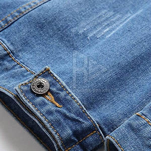 Prendas de vestir informales para primavera Otoño e Invierno Chaqueta vaquera de algodón ajustada de alta calidad para hombre Color sólido de un solo pecho - Product Image 6