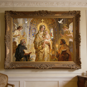 Dipinto d'Arte Religiosa Tradizionale, Pittura a Olio con Cornice in Legno per Decorazione Murale del Soggiorno, Durevole - Product Image 2