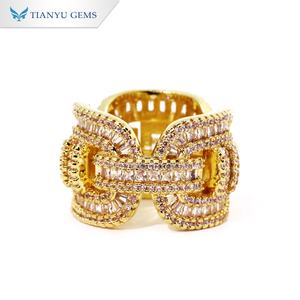 Anillo Cubano de Cobre con Circonita de Tianyu Gems, Estilo Hip Hop, Joyería Gruesa para Fiestas y Uso Diario - Product Image 1