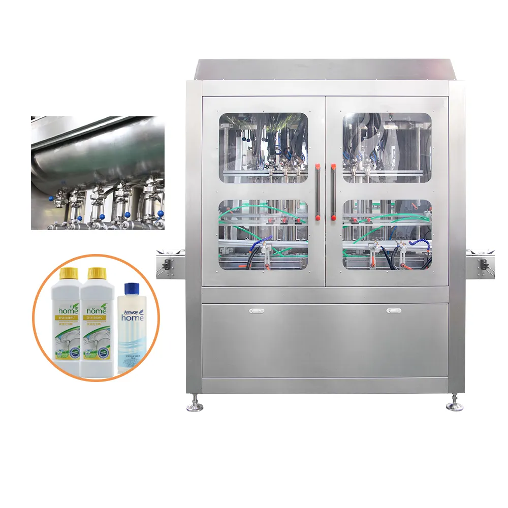 ماكينة Npack الأوتوماتيكية لملء الصابون والشامبو السائل ومُنظف الأطباق والزجاجات مع محرك سيرفو