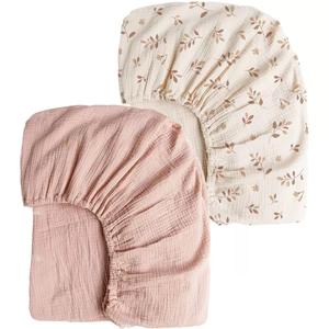 Paquete de 2 Sábanas de Algodón Natural Suaves y Transpirables para Colchón de Bebé 360 °   Sábanas Ajustables Estándar de Muselina para Cuna - Product Image 5