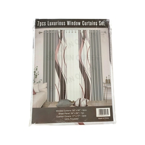 Venta al por mayor, 5/7 Uds., cortina con funda de cojín a juego, cortinas negras para la sala de estar, cortina de ventana de lujo para el hogar - Product Image 1