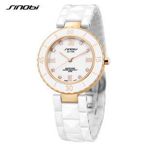 Sinobi blanc céramique montre femmes nouvelle mode en acier inoxydable femme <span class=keywords><strong>montres</strong></span> en vente liquidation bienvenue personnalisation - Product Image 4