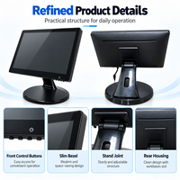 Terminal de point de vente de bureau 15,6 pouces, écran tactile noir, support réglable pour les magasins de détail, les restaurants, les cafés, les caisses