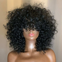 Perruques Courtes Bouclées SDD en Cheveux Humains 100% Fabriquées à la Machine pour Coupes Pixie, avec Dentelle Transparente, pour Femmes Noires - Vente en Gros