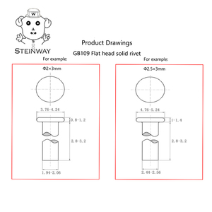 Đinh Tán Cứng Đầu Phẳng/Đầu Chảo Bằng Thép Không Gỉ Din 7338a 2-16Mm - Product Image 4