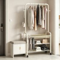 Organizador Metálico Multifuncional Moderno de Tres Niveles, Percheros para Colgar Ropa, para Dormitorio y Sala de Estar, Islas y Carritos