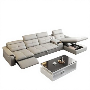 Canapé-lit rétractable multifonctionnel en cuir pleine fleur, style moderne et minimaliste, <span class=keywords><strong>pour</strong></span> <span class=keywords><strong>salon</strong></span>, avec fonction zéro espacement mural - Product Image 1