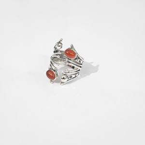 Belle bague en argent sterling 925 avec pierre précieuse en cornaline orange, réglable, collection de créateurs, bijoux en argent, meilleur prix - Product Image 1