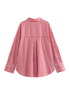 9가지 색상의 긴팔 버튼업 턴다운 칼라 여성용 캐주얼 블라우스 & 탑 특가 판매 - Product Image 3